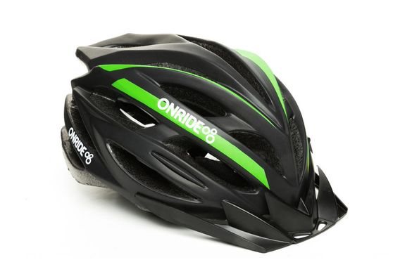 Шлем OnRide GRIP Черно/Зеленый M(55-58), модель HB31, Черный козырек RU